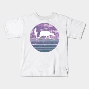 Farmer and Water Buffalo Vietnamese Village Kids T-Shirt